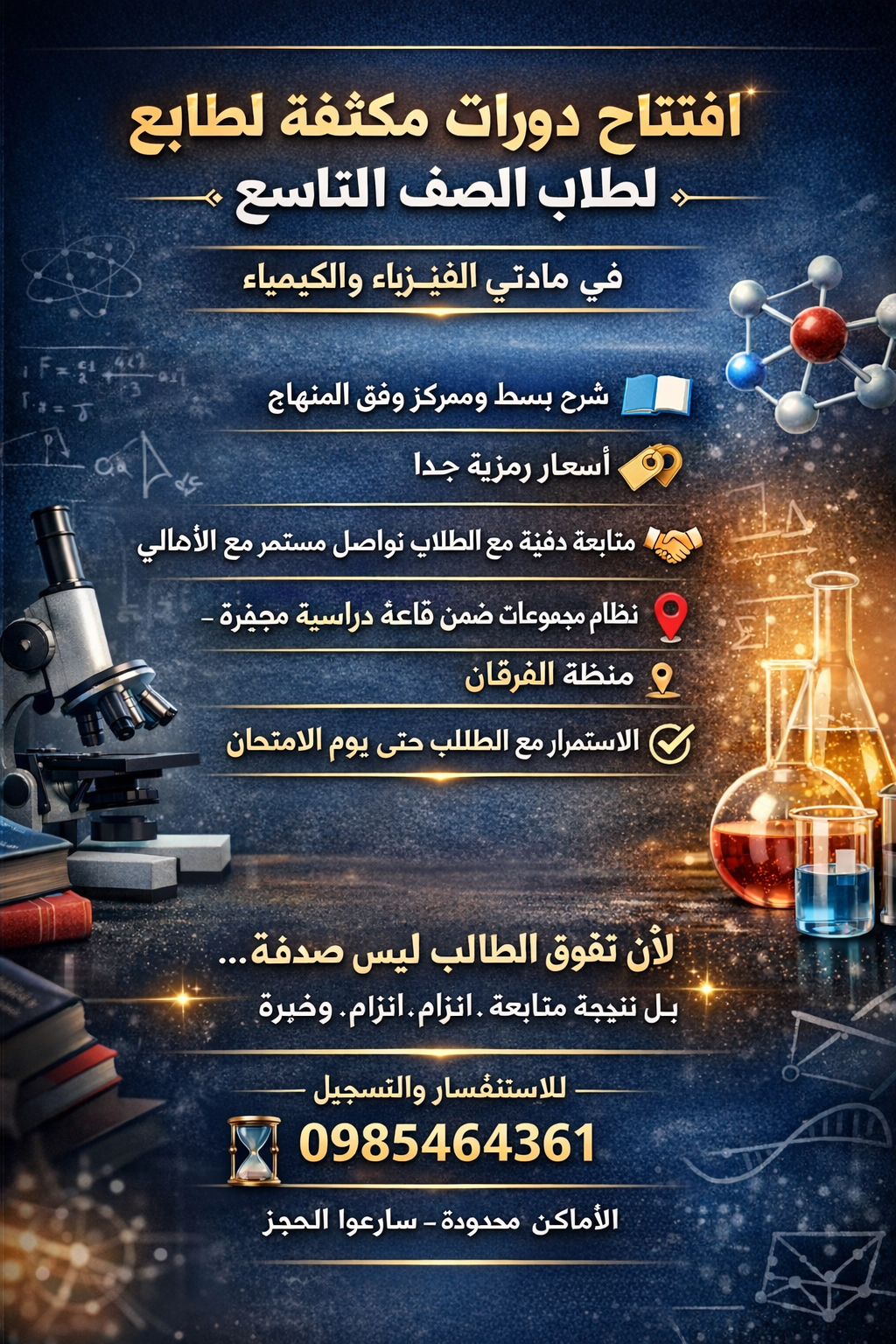 مكثفة لطلاب الصف التاسع 2026