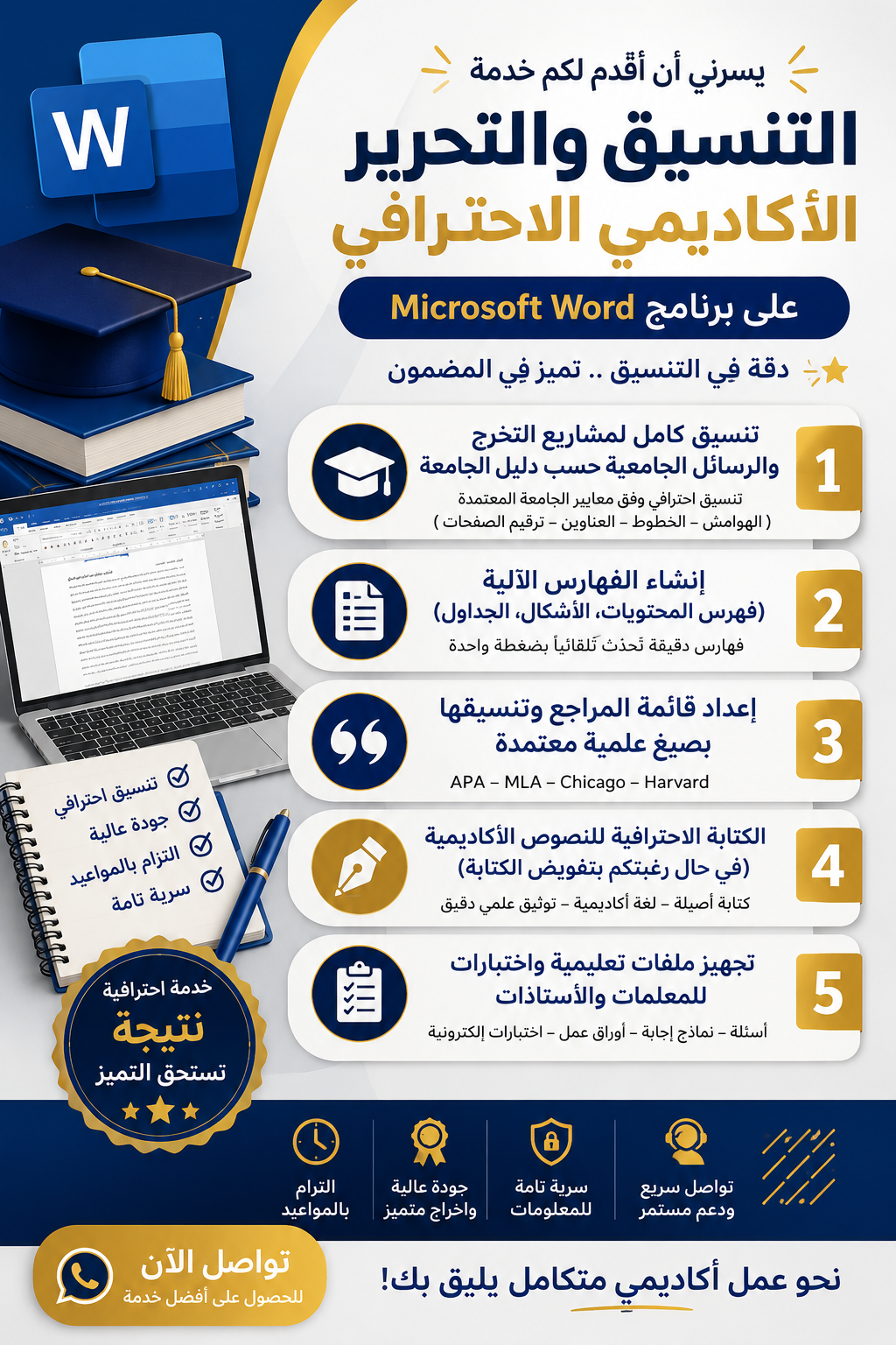 خدمة تنسيق و كتابة مشاريع تخرج وأبحاث 