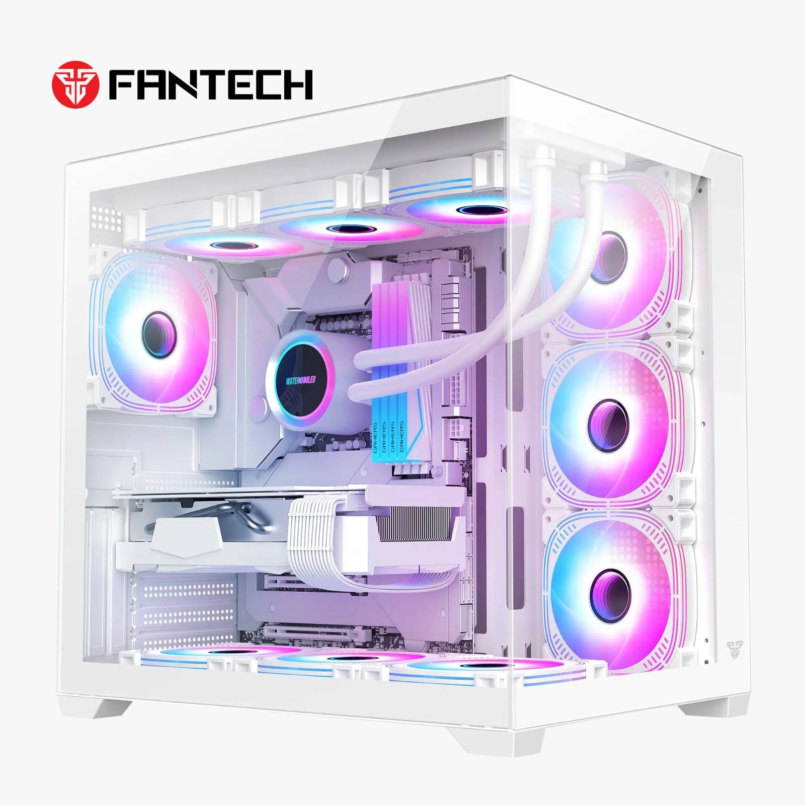 Fantech CG85 LUMINA MID Tower Gaming Case White (Dual Chamber)