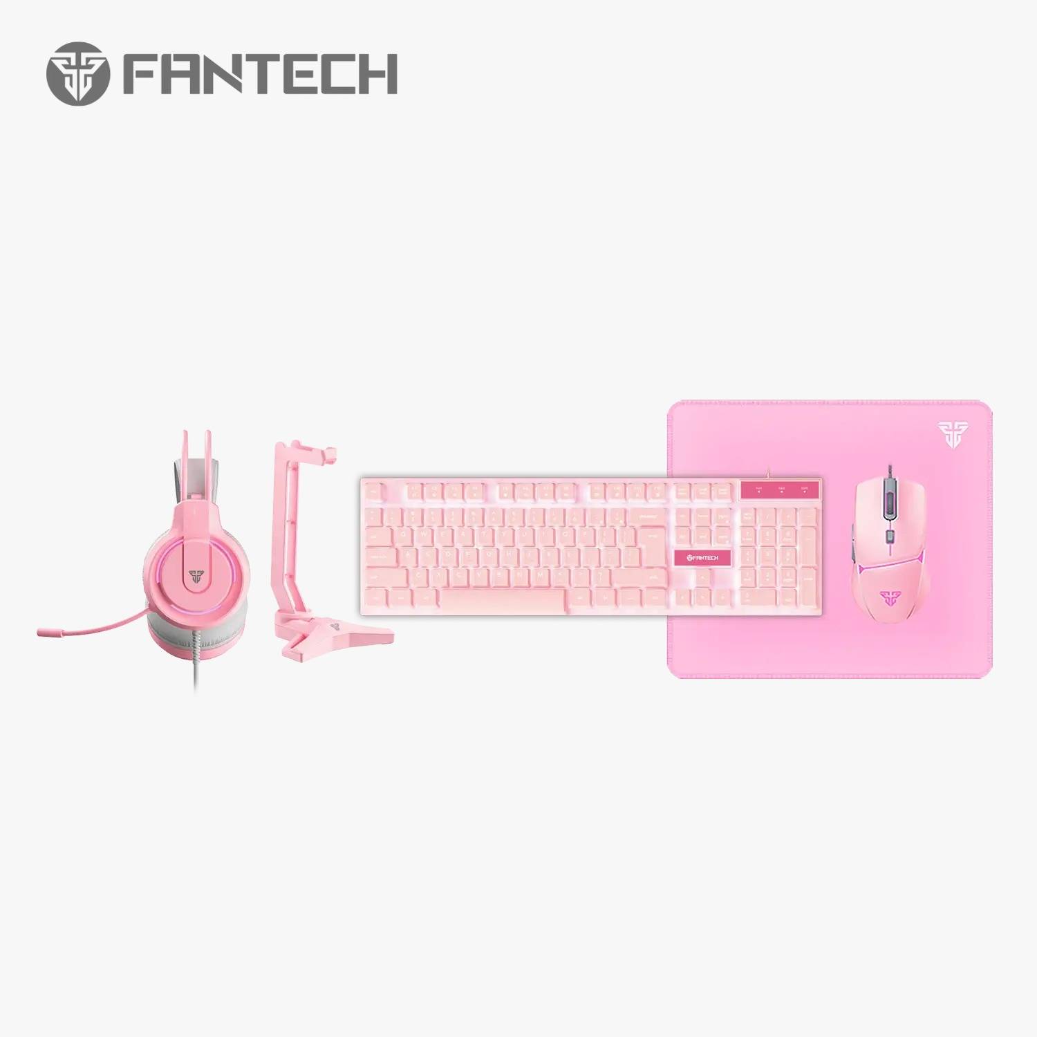 FANTECH P51 5-IN-1 PINK COMBO Keyboard+ Mouse + Mousepad + Headset + Headset stand
