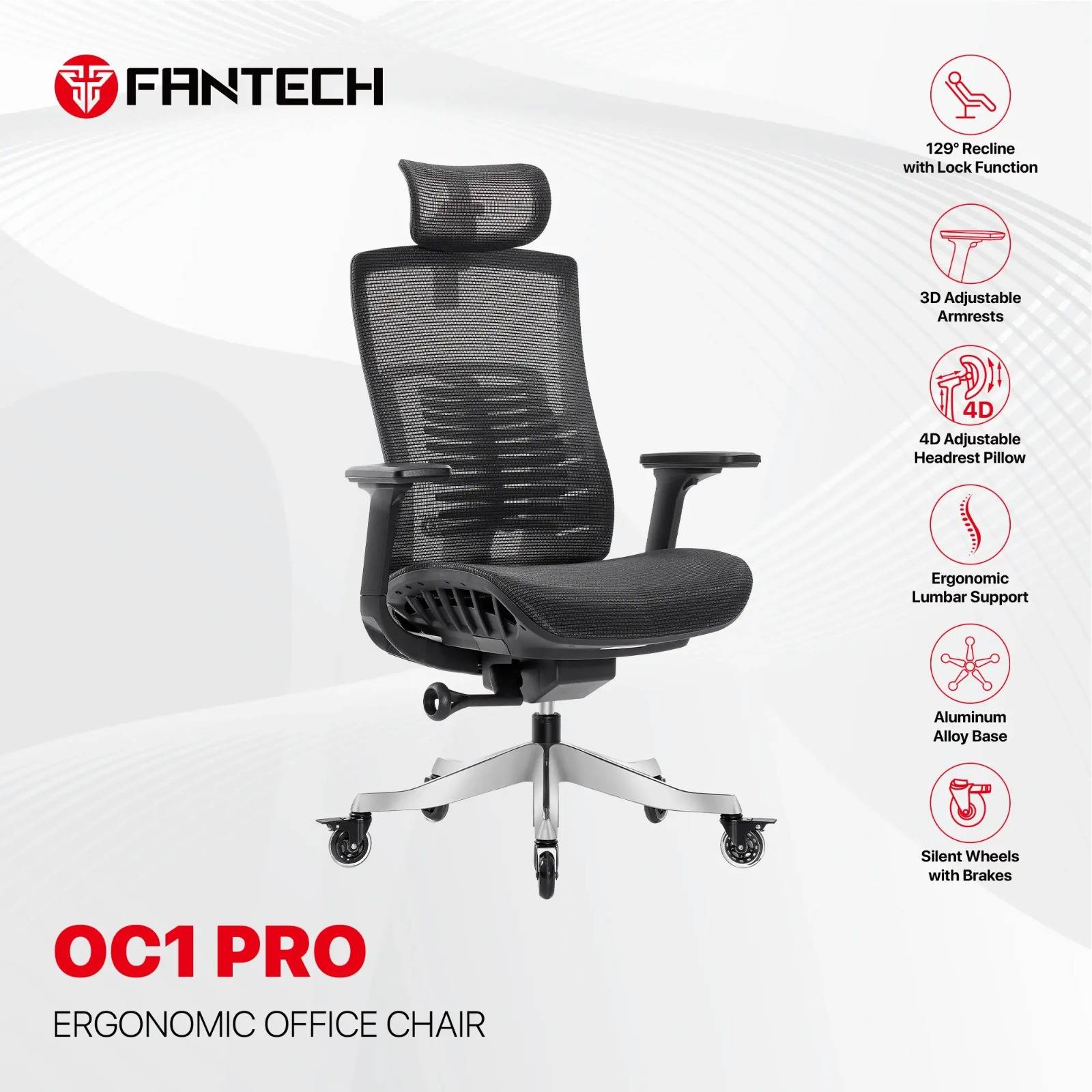 FANTECH OC1 PRO Ergonomic Office Chair Black