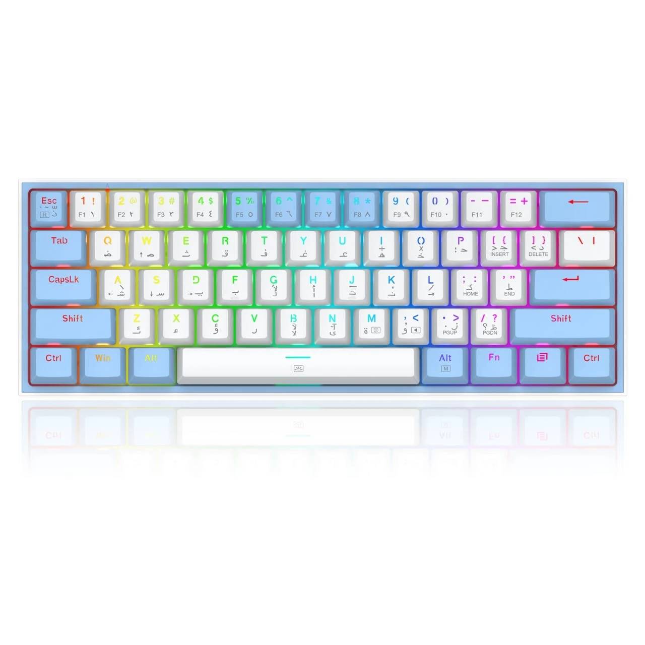 REDRAGON K617 Fizz RGB 60% كيبورد جيمنج الميكانيكية – Red Switches - ابيض & ازرق