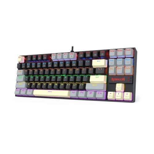 Redragon K552LGY R KUMARA 87 Key LED RGB Backlit الميكانيكية Computer illuminated كيبورد with Blue Switches