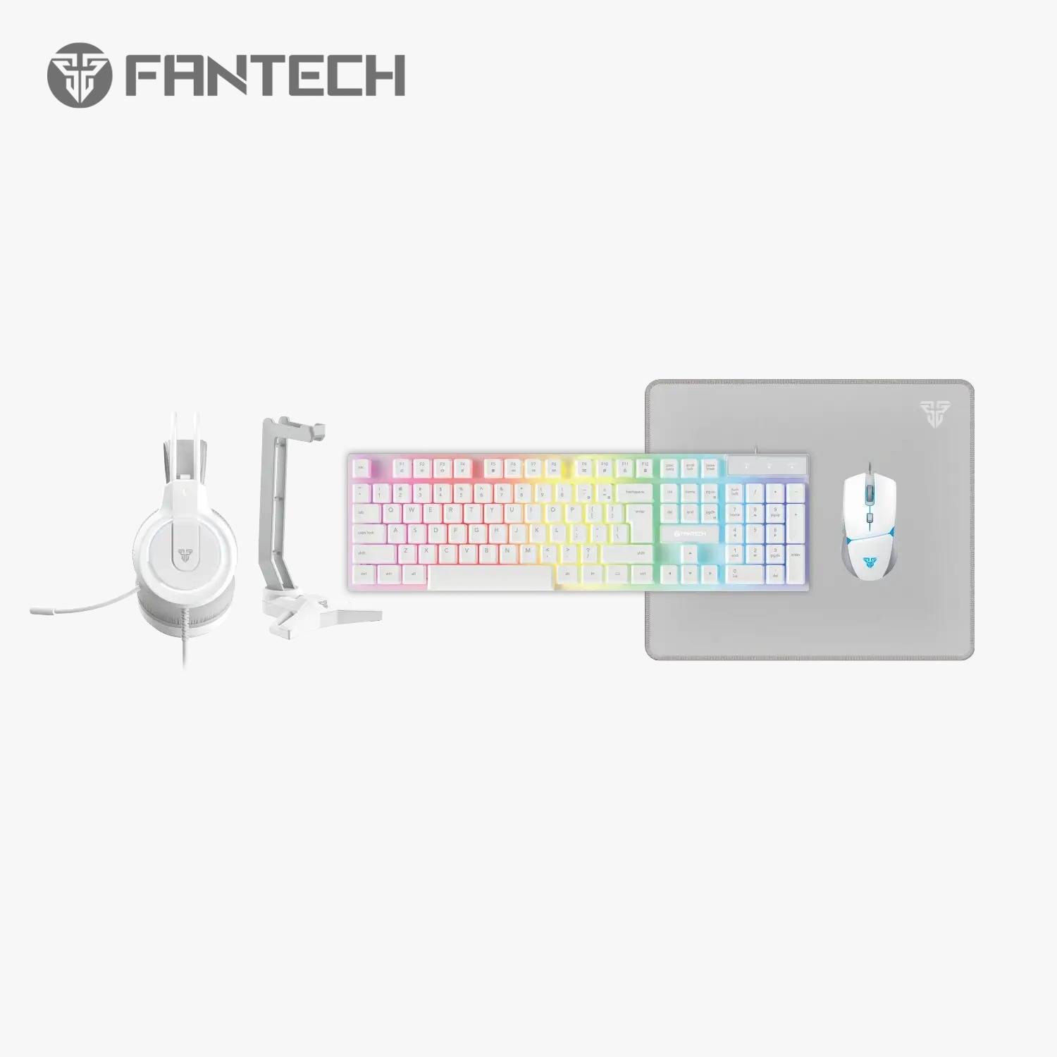 FANTECH P51 5-IN-1 WHITE COMBO Keyboard+ Mouse + Mousepad + Headset + Headset stand