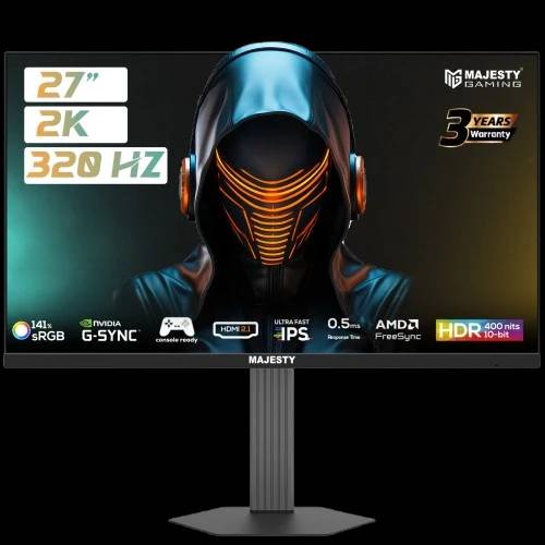 Majesty Gaming Monitor 27 Inch 2K QHD 320Hz 0.5ms AI FAST IPS HDR400
