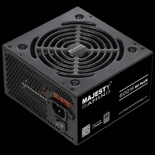 MAJESTY Power Supply 600watt 80+ Efficiency – 105° Capacitors