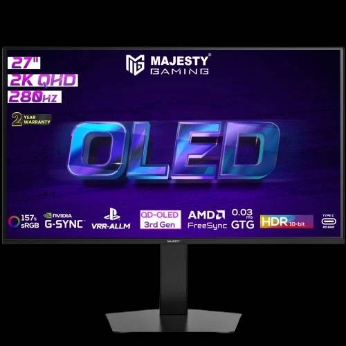 Majesty Gaming Monitor 27 Inch 2K QHD OLED 280Hz 0.03ms QD-OLED HDR1000
