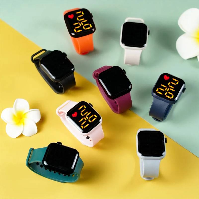ساعة رقمية Kid LED Watch Digital Smart Square Electronic Watch DR2450