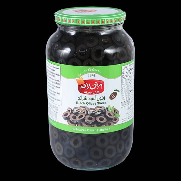 زيتون اسود مقطع شرائح 800غ مطربان زجاج