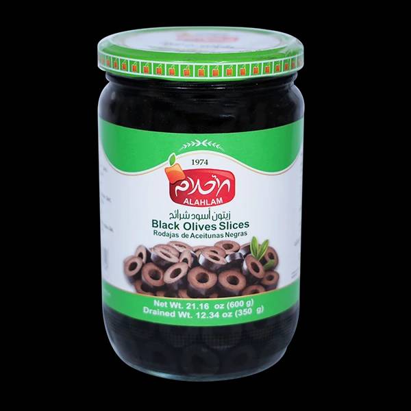 زيتون اسود مقطع شرائح 350غ مطربان زجاج