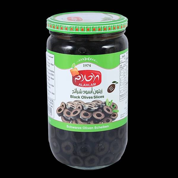 زيتون اسود مقطع شرائح 400غ مطربان زجاج