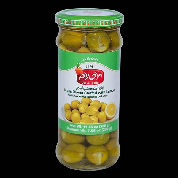 زيتون اخضر محشي ليمون200غ مطربان زجاج