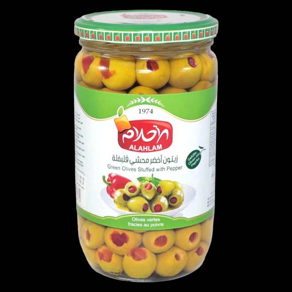 زيتون اخضر محشي فليفلة 450غ مطربان زجاج