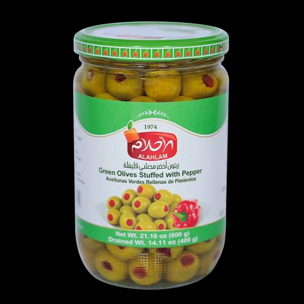زيتون اخضر محشي فليفلة 400غ مطربان زجاج