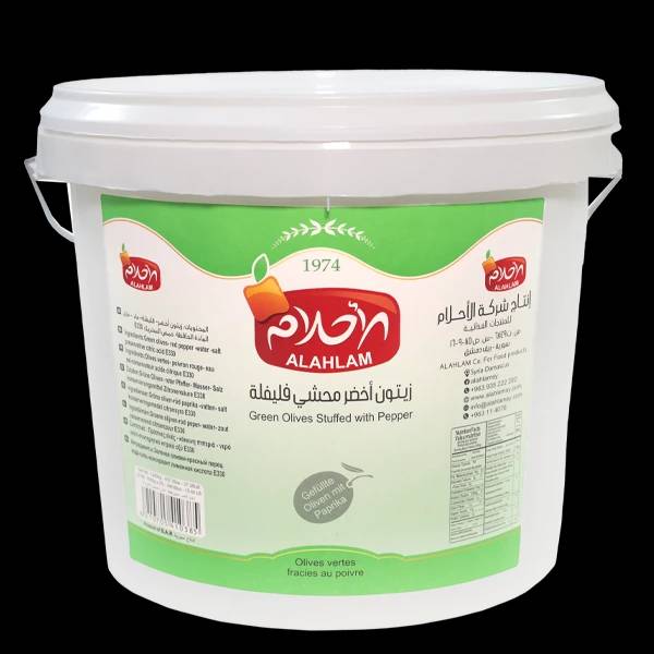 زيتون اخضر محشي فليفلة 7000غ سطل بلاستيك