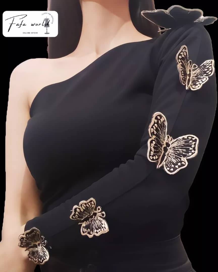 بلوزة الفراشات كتف واحد