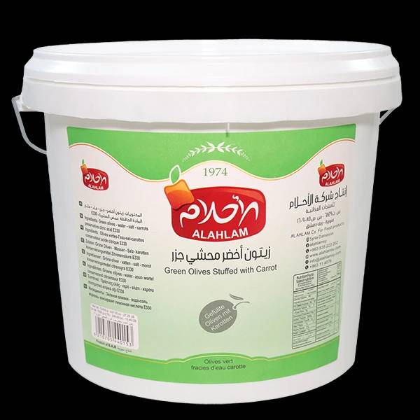 زيتون اخضر محشي جزر 7000غ سطل بلاستيك