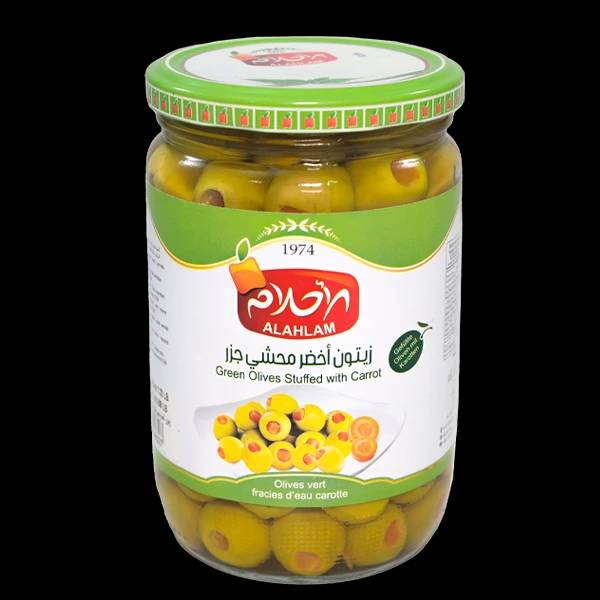 زيتون اخضر محشي جزر 400غ مطربان زجاج