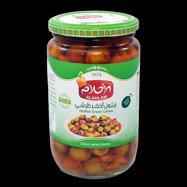 زيتون اخضر طرشي 675غ مطربان زجاج