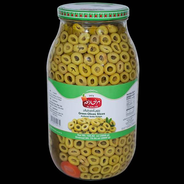 زيتون اخضر شرائح 2000غ مطربان زجاج