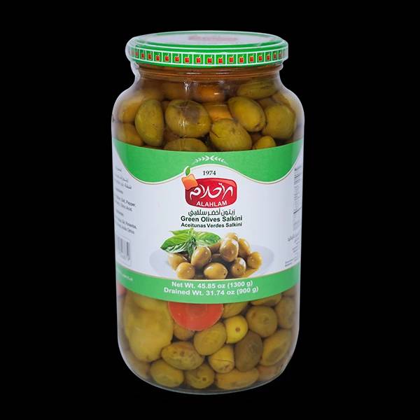 زيتون اخضر سلقيني 900غ مطربان زجاج
