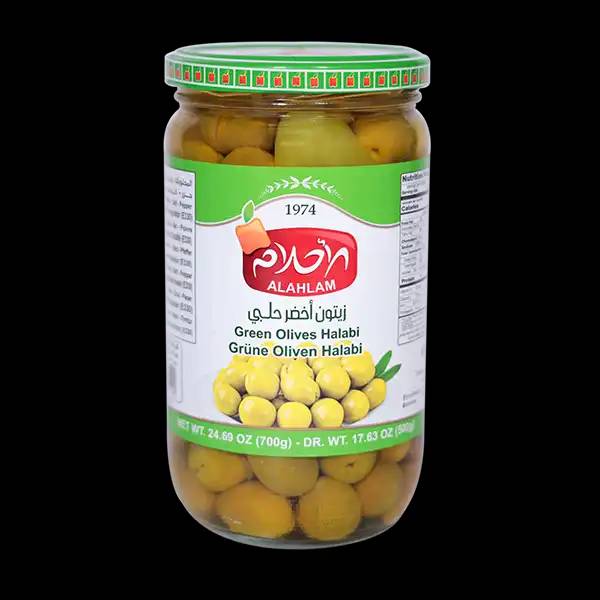 زيتون اخضر حلبي 500غ مطربان زجاج