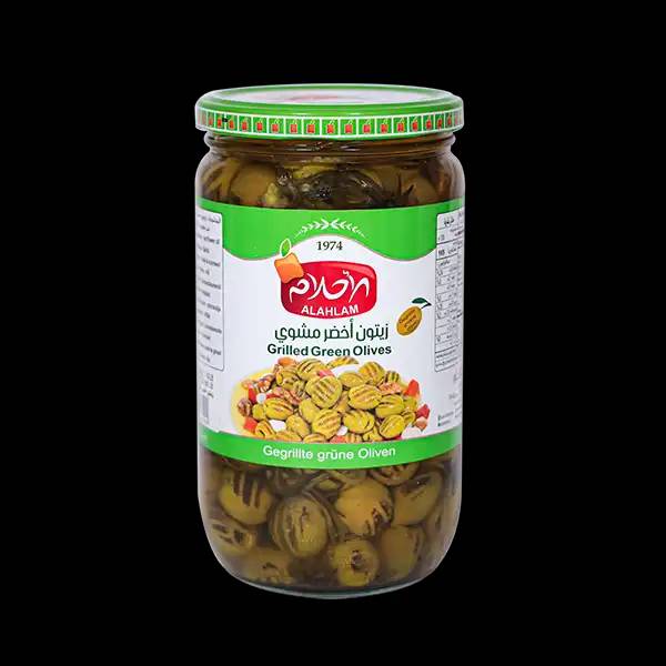 زيتون اخضر مشوي 650غ مطربان زجاج
