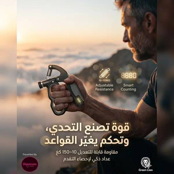 مقوي قبضة اليد بقوة حتى 150 كغ مع عداد الكتروني جرين لايون