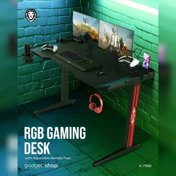 طاولة كمبيوتر احترافية مع اضاءة RGB جرين لايون