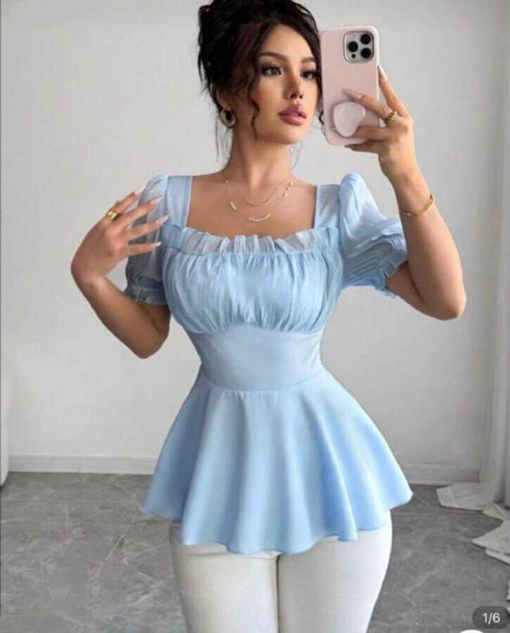 بلوزة نصف كم كريب