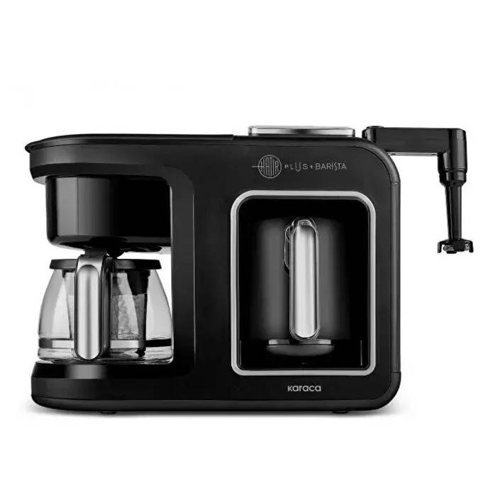 Hatır Plus Barista 6 in 1 Latte, Cappuccino and Turkish Coffee Maker (Roasted over Coals) Black Silver