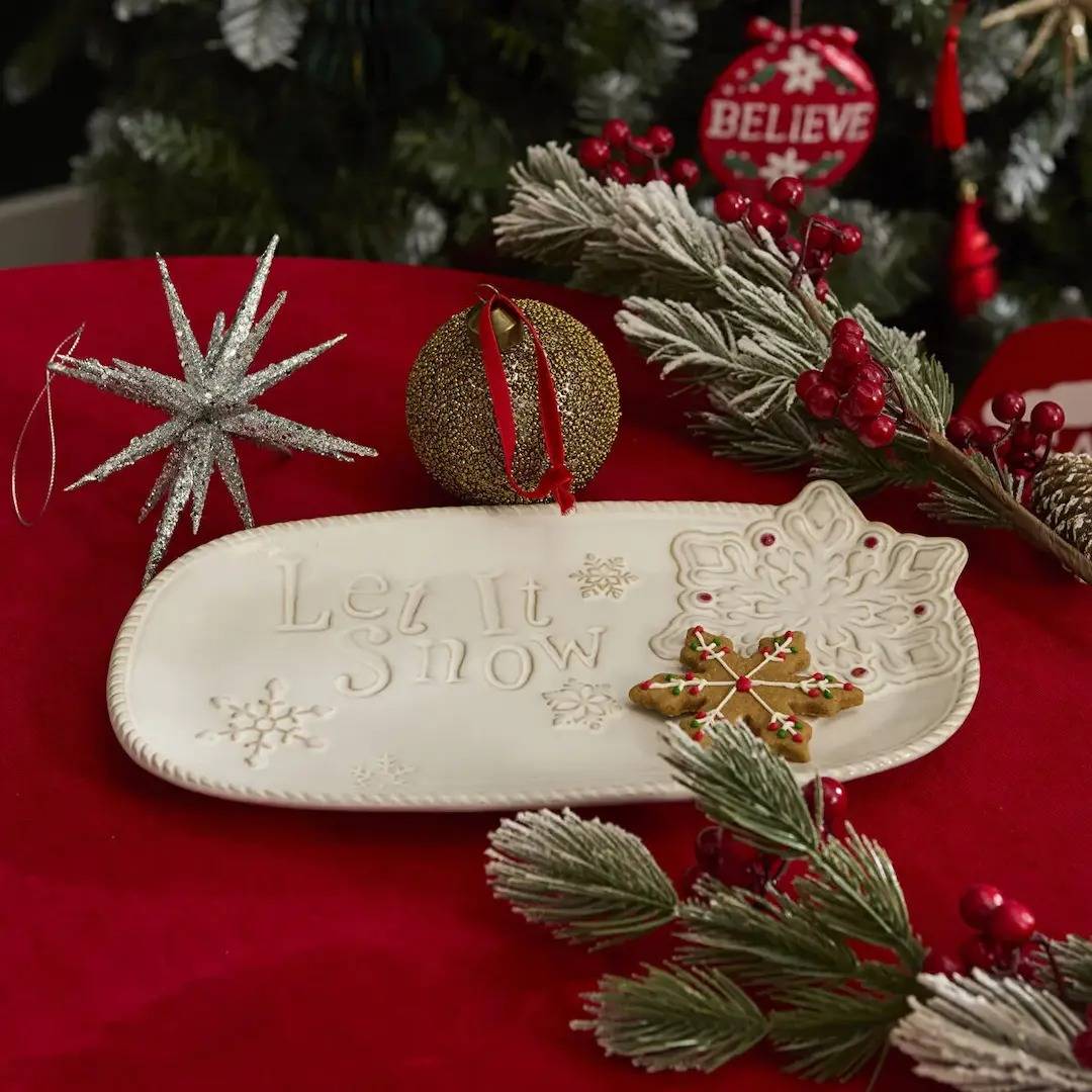 طبق زينة  "Let It Snow" مقاس 31.6×17×2.9 سم